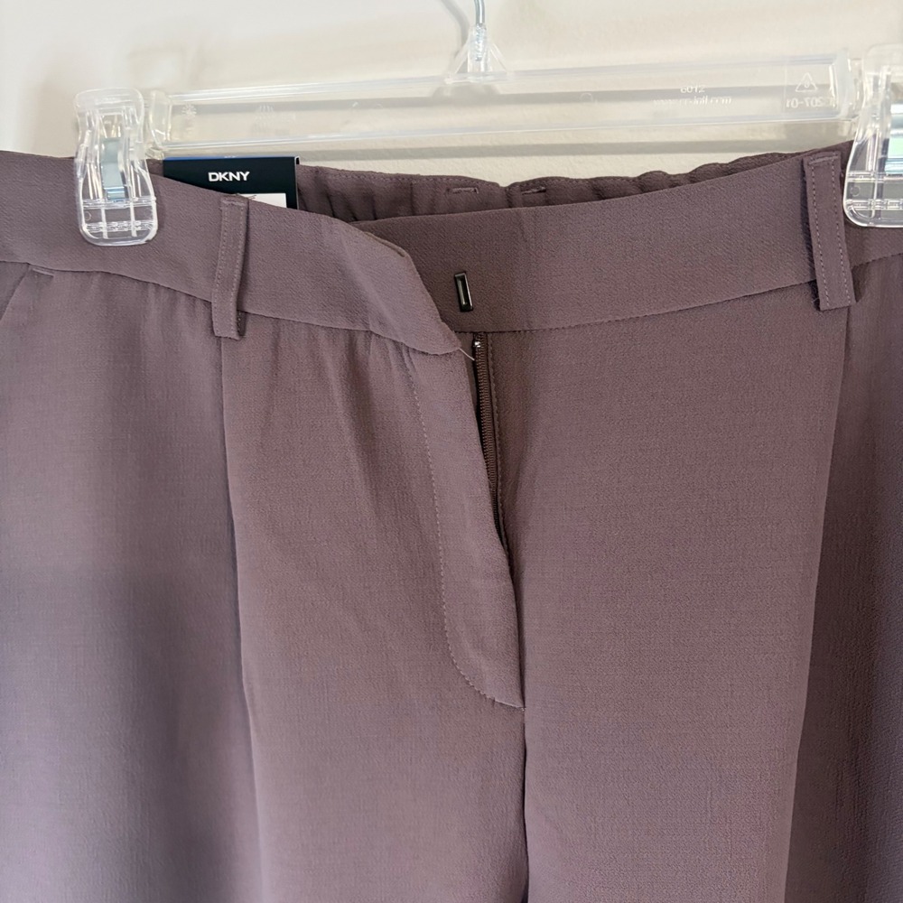 DKNY Womens Mauve Brown Pleated Wide Leg Dress Pants Size 10 New - Picture 8 of 13